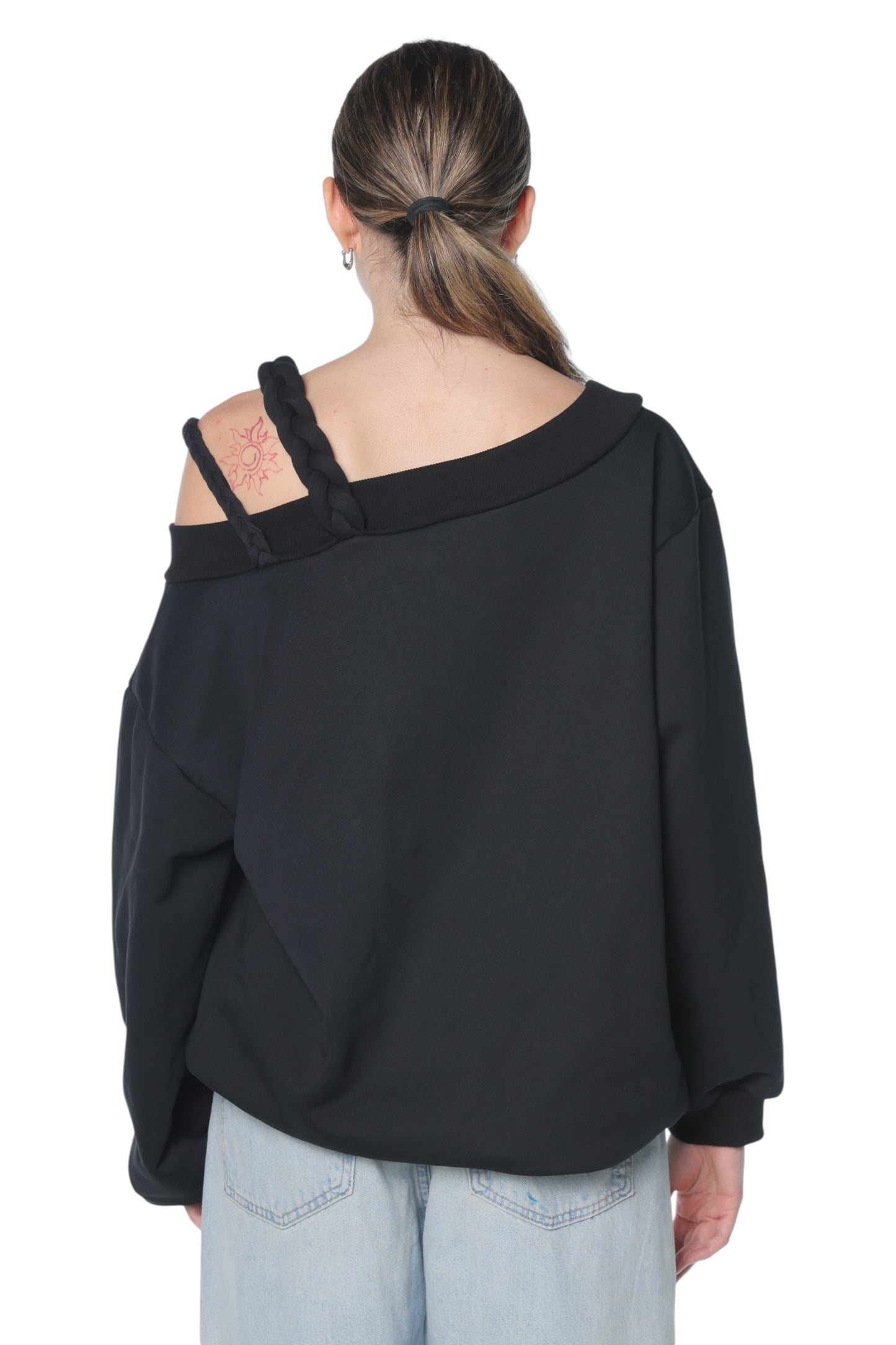 Braided Off Shoulder Hoodie