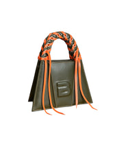 Load image into Gallery viewer, Olive & Orange Fringed Leather Minnie Lock Bag