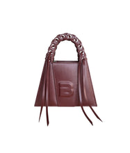 Load image into Gallery viewer, Burgundy Leather Fringed Minnie Lock Bag