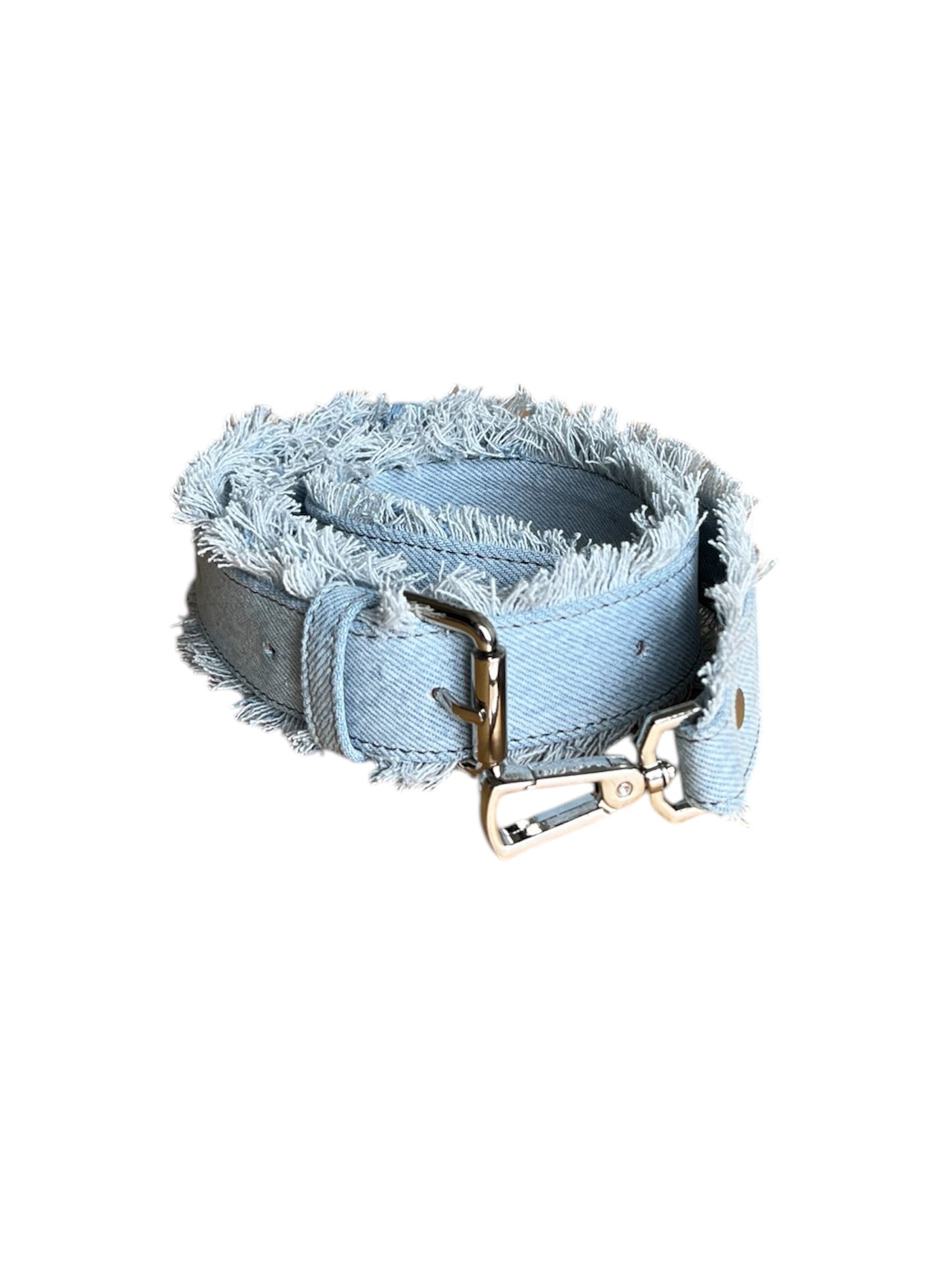 Recycled Denim Fringed Minnie Lock Bag
