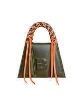 Load image into Gallery viewer, Olive & Orange Fringed Leather Minnie Lock Bag