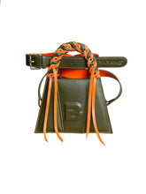 Load image into Gallery viewer, Olive & Orange Fringed Leather Minnie Lock Bag