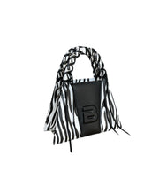 Load image into Gallery viewer, Zebra Leather Fringed Minnie Lock Bag