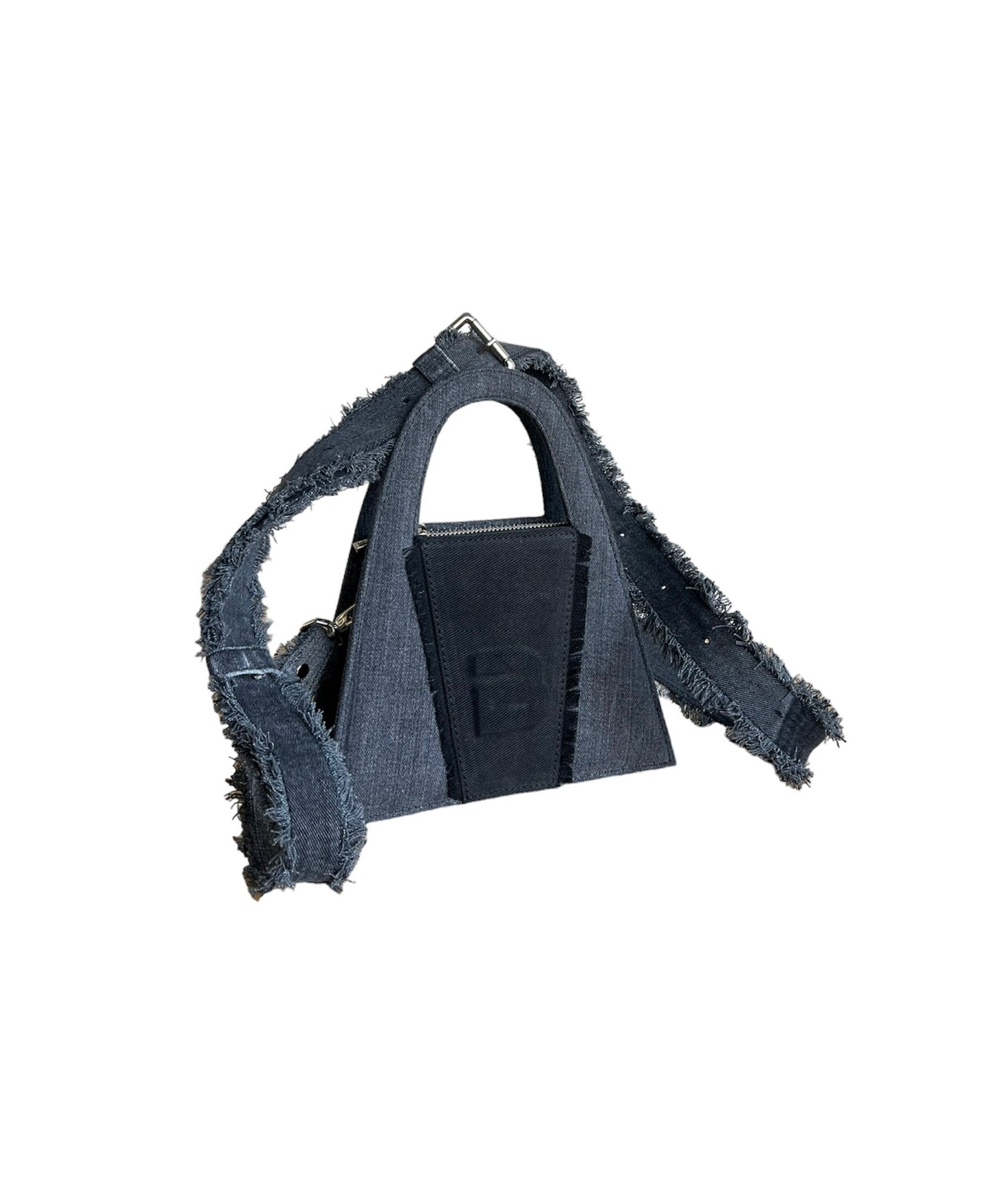 Black & Gray Recycled Denim Minnie Lock Bag