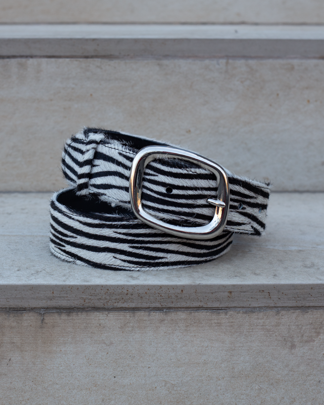 Zebra Pony Leather Belt