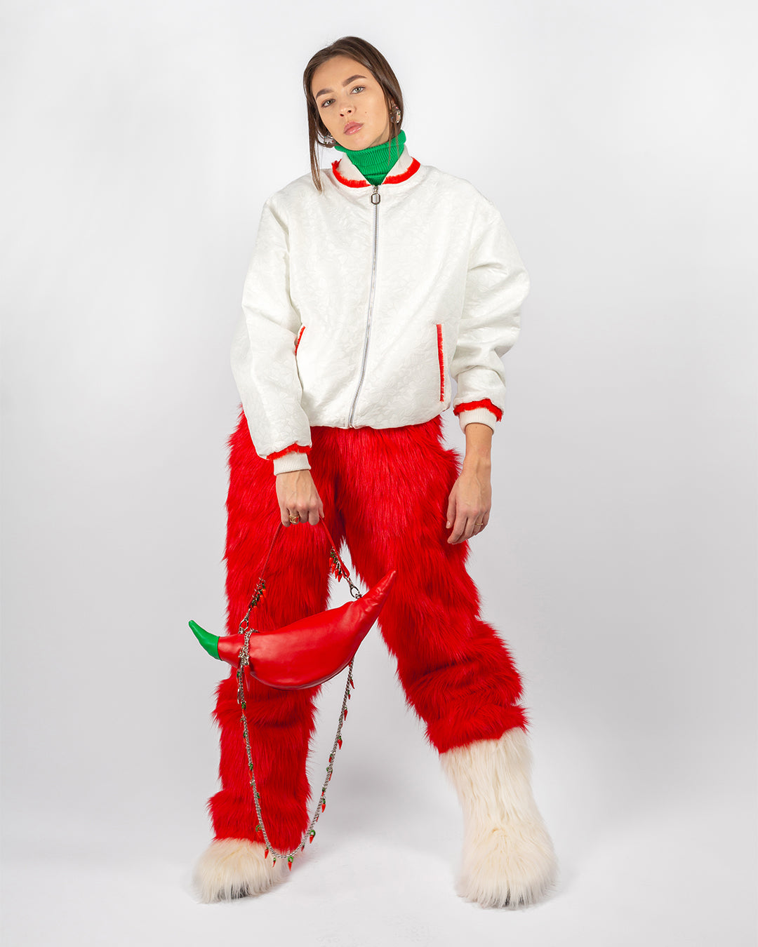 Unisex Red Faux Fur Pants – Barning