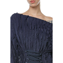 Load image into Gallery viewer, Rochie Wave Bleumarin Off Shoulder