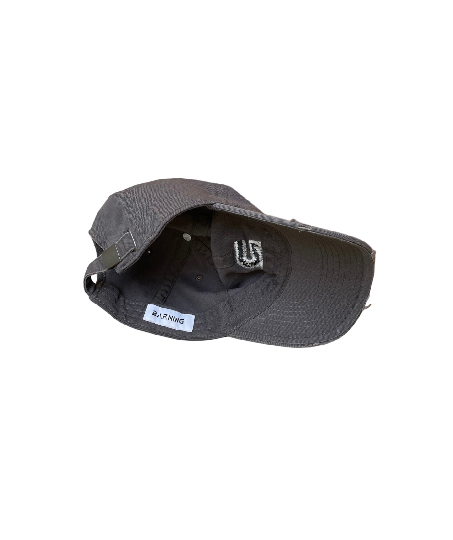 Gray Light Denim Distressed Cap