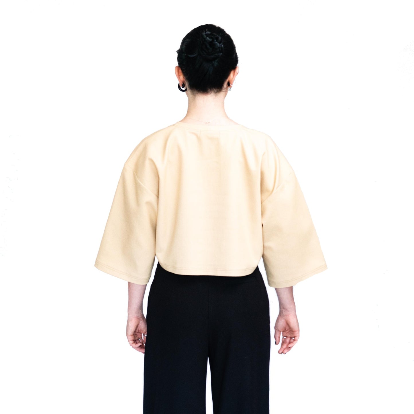 Unisex Beige Cotton Crop Top