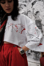 Load image into Gallery viewer, Painted white cotton crop top