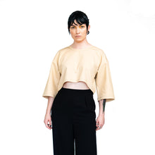 Load image into Gallery viewer, Unisex Beige Cotton Crop Top
