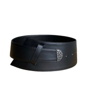 Load image into Gallery viewer, Asymmetrical Wide Black Leather Belt