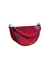 Load image into Gallery viewer, Red Plaid Leather Moon Bag- Limited Edition