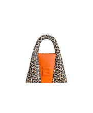 Load image into Gallery viewer, Leopard Faux Leather & Orange Genuine Leather Minnie Lock Bag