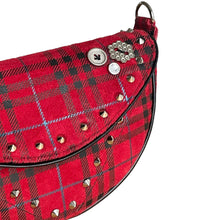 Load image into Gallery viewer, Red Plaid Leather Moon Bag- Limited Edition