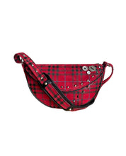 Load image into Gallery viewer, Red Plaid Leather Moon Bag- Limited Edition