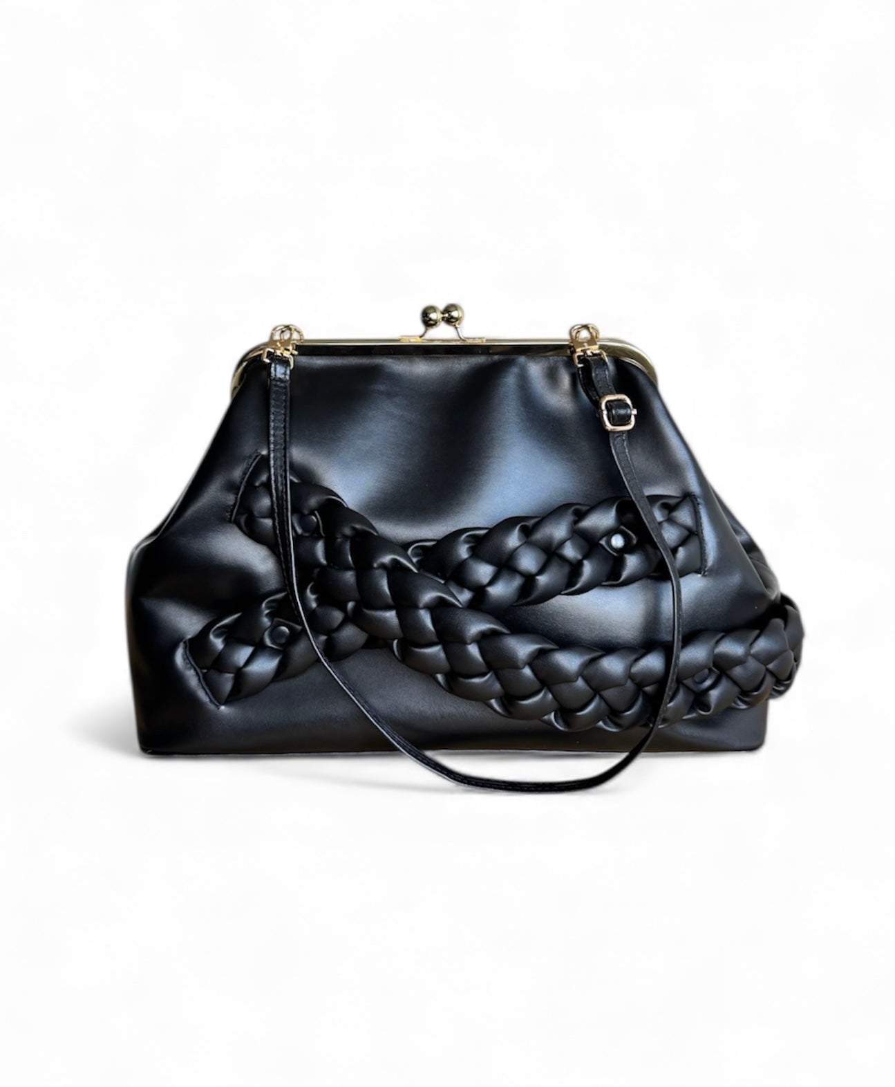 Braided Oversized Leather Clutch