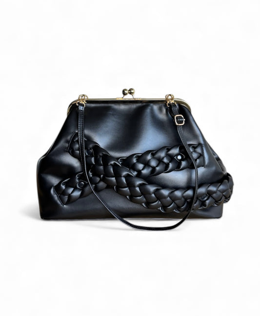 Braided Oversized Leather Clutch
