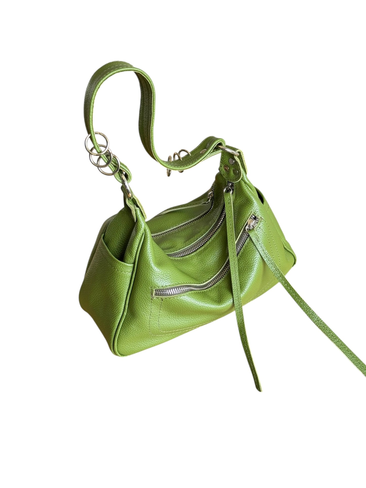 Green Leather City Rush Bag