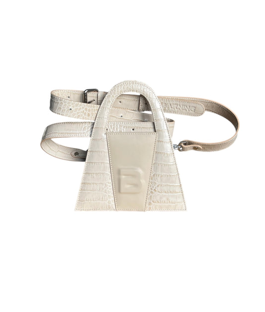 Coral Beige Croco Leather Minnie Lock Bag - LIMITED EDITION