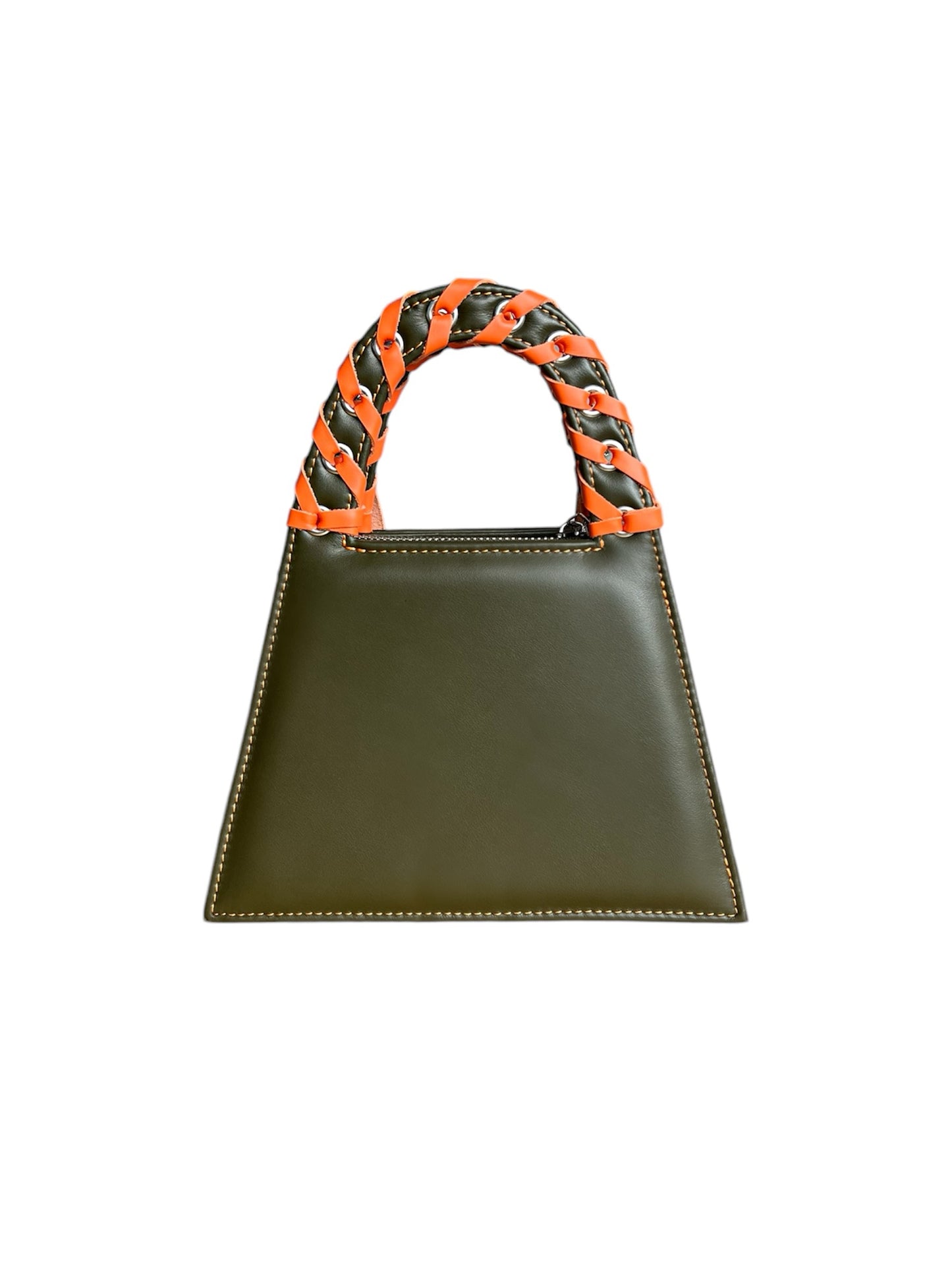 Olive & Orange Fringed Leather Minnie Lock Bag
