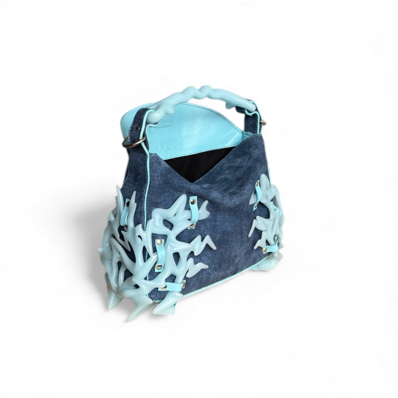 Suede Denim Leather 3D Printed Dream Bag