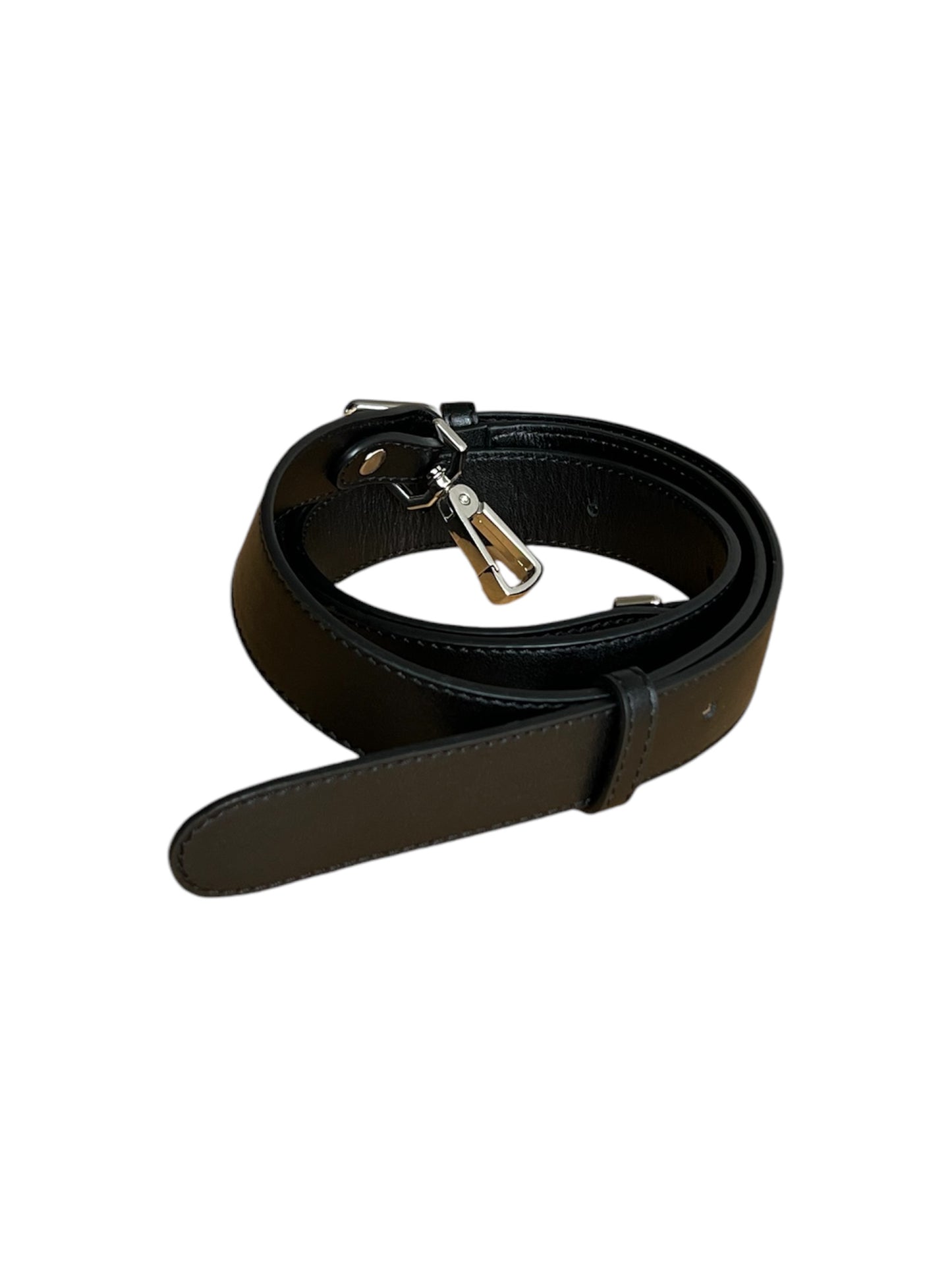 Black Leather Fringed Minnie Lock Bag