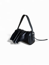 Load image into Gallery viewer, Draped Baguette Black Leather Bag
