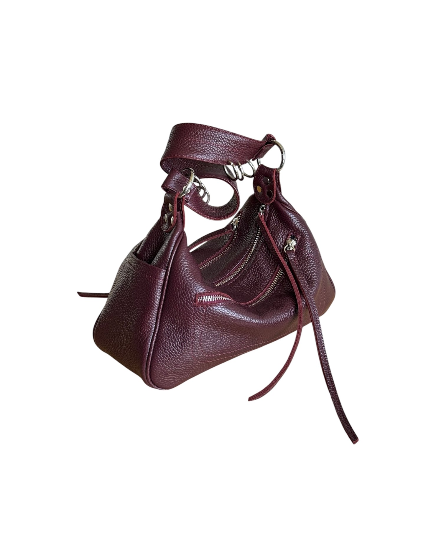 Burgundy Leather City Rush Bag