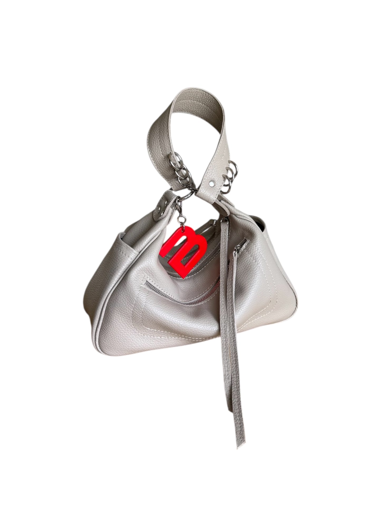 Greige Leather City Rush Bag
