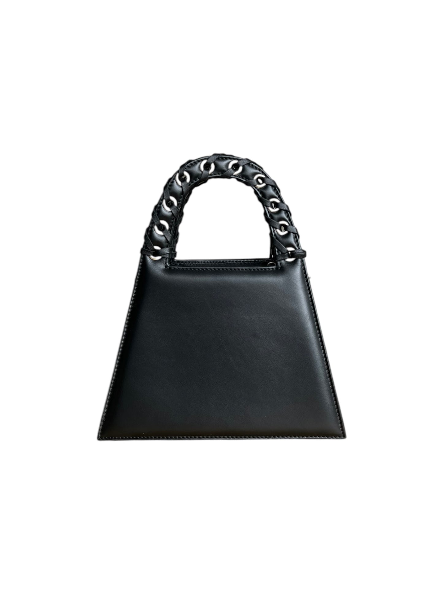 Black Leather Fringed Minnie Lock Bag