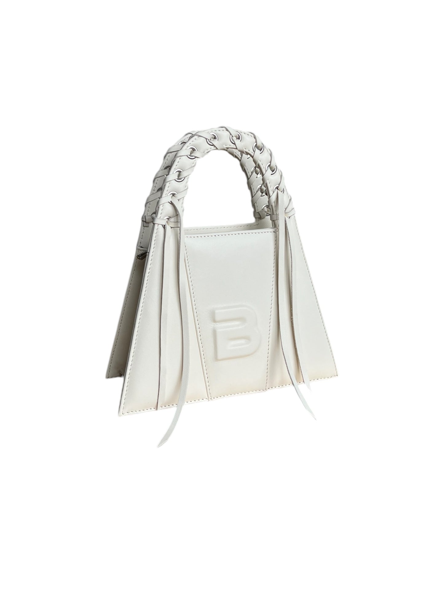 Dirty White Leather Fringed Lock Bag