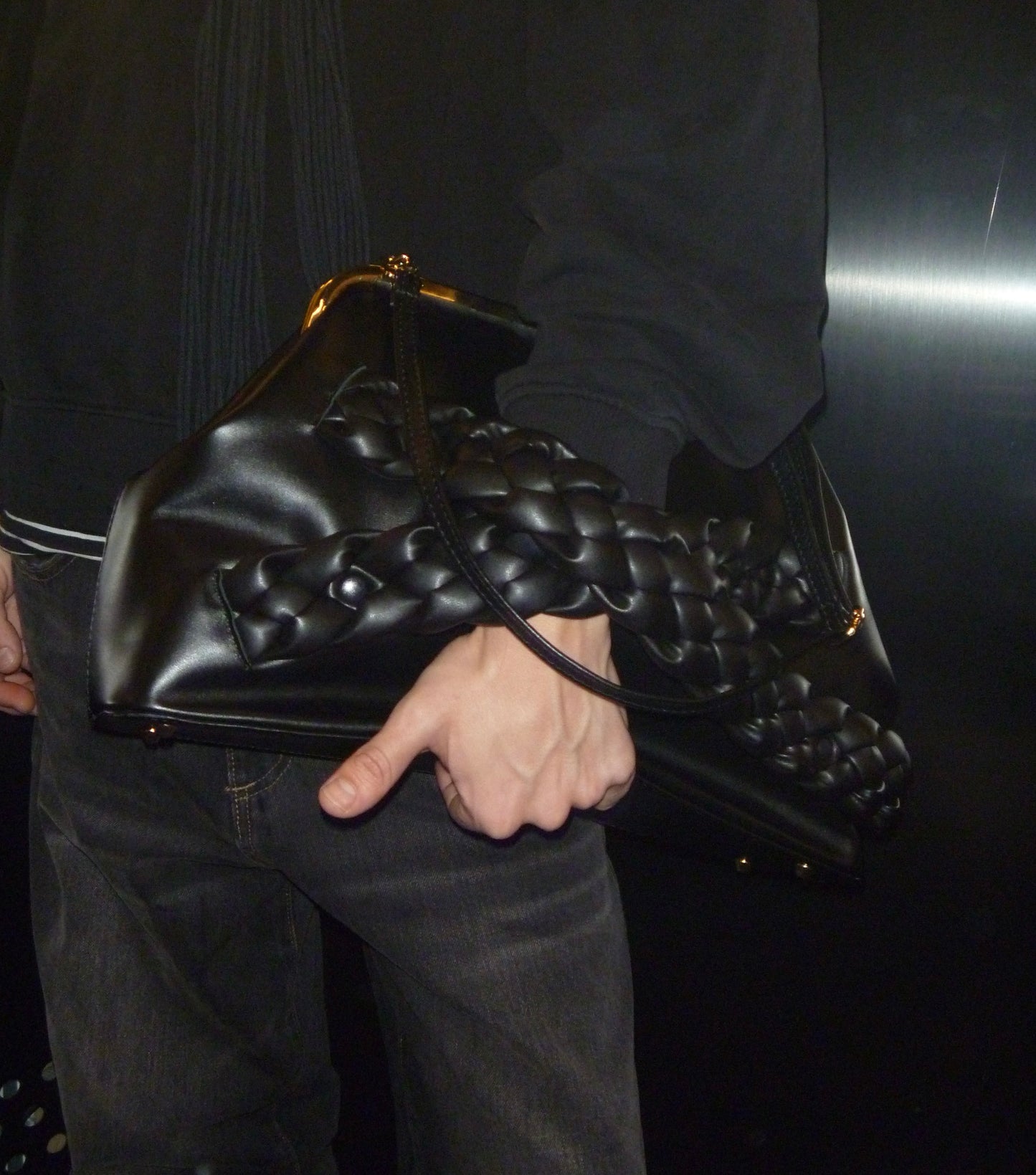 Braided Oversized Leather Clutch