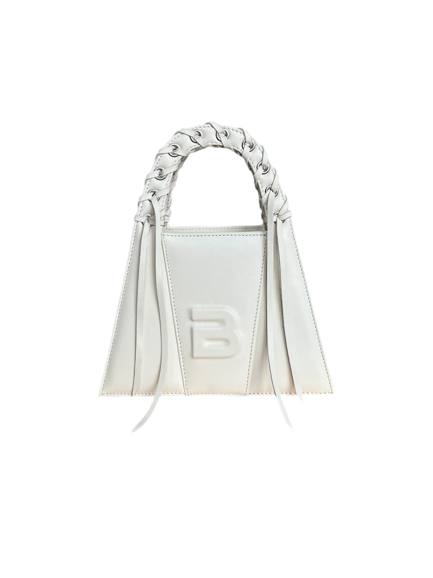 Dirty White Leather Fringed Lock Bag