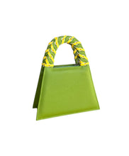 Load image into Gallery viewer, Grass Green And Yellow Fringed Leather Minnie Lock Bag
