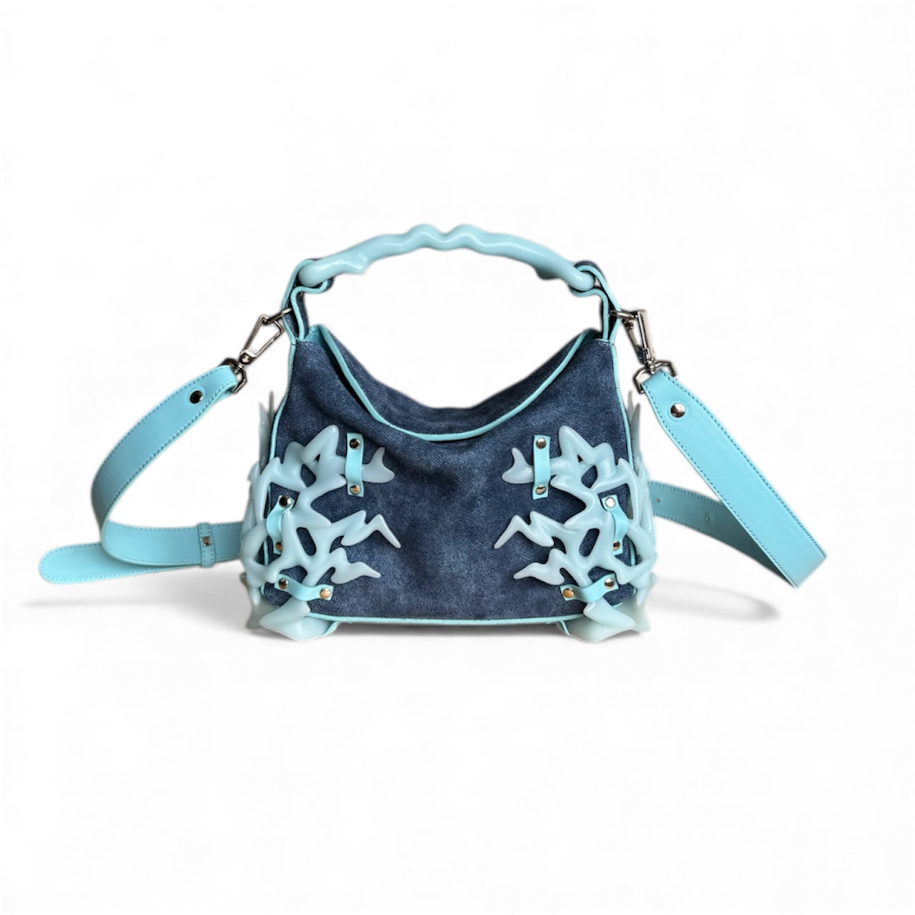 Suede Denim Leather 3D Printed Dream Bag