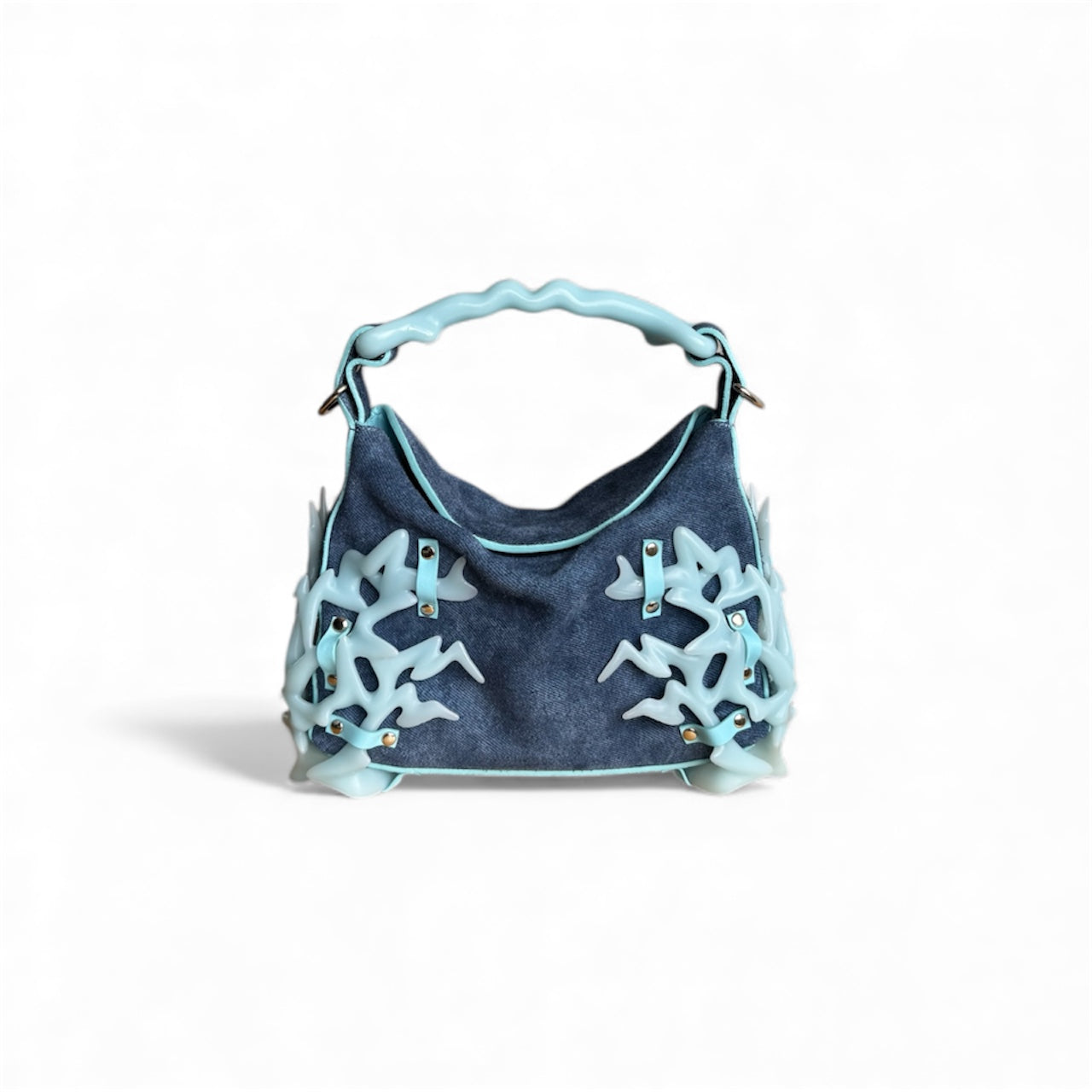 Suede Denim Leather 3D Printed Dream Bag