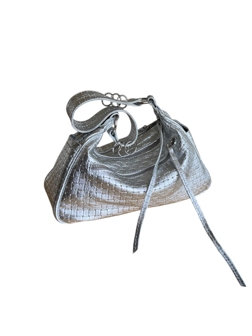 Silver Pleated Leather City Rush Bag - LIMITED EDITION