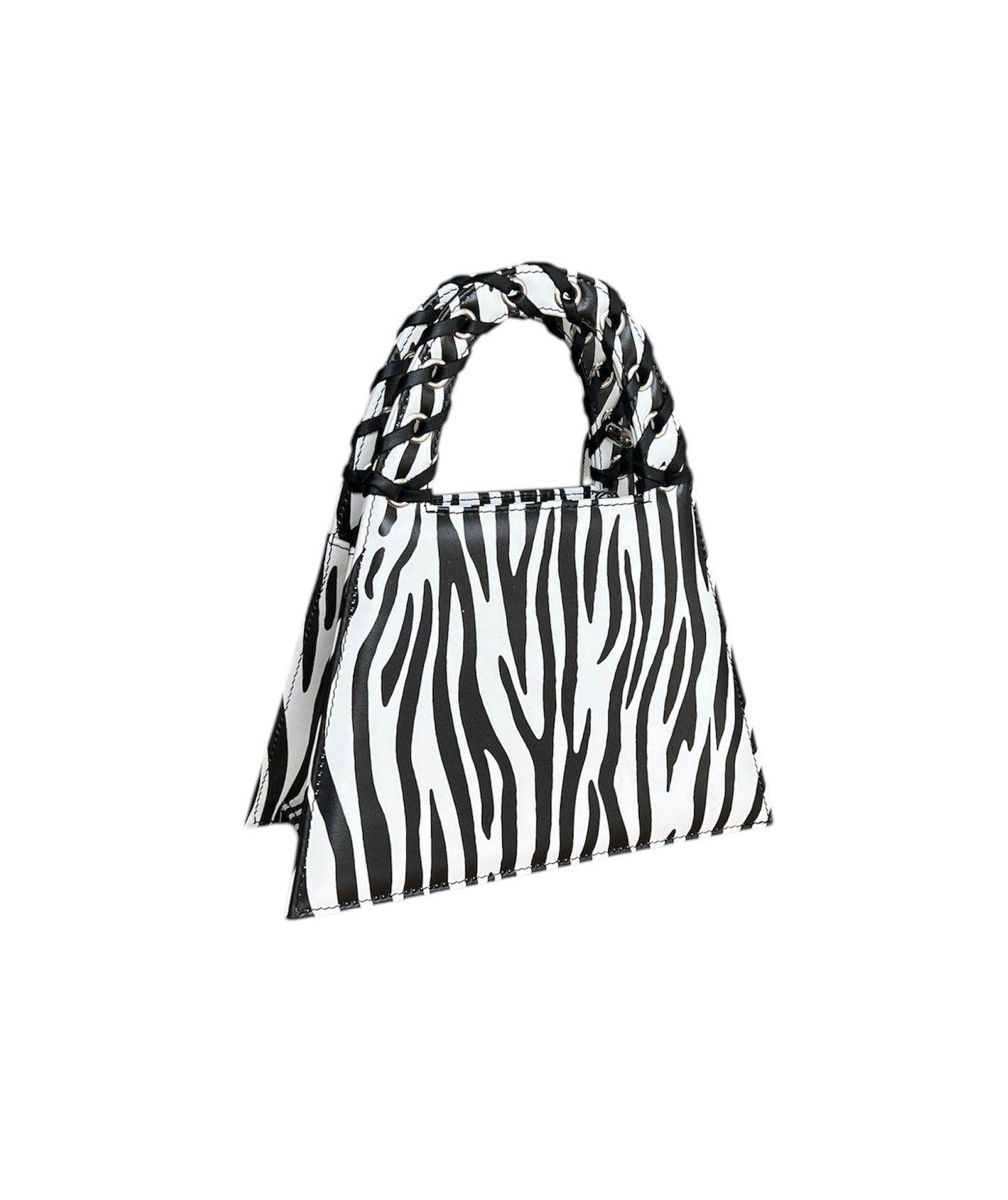 Zebra Leather Fringed Minnie Lock Bag