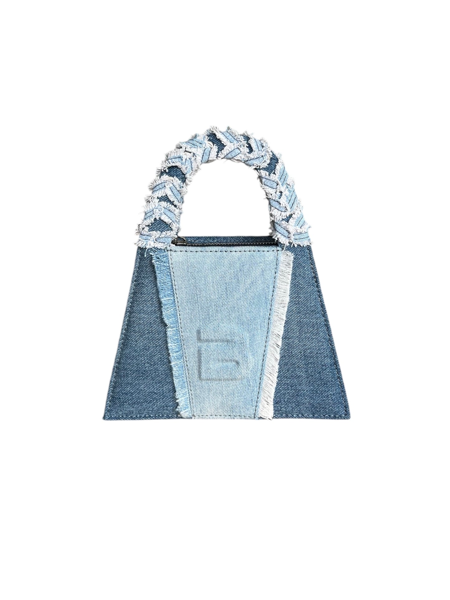 Recycled Denim Fringed Minnie Lock Bag