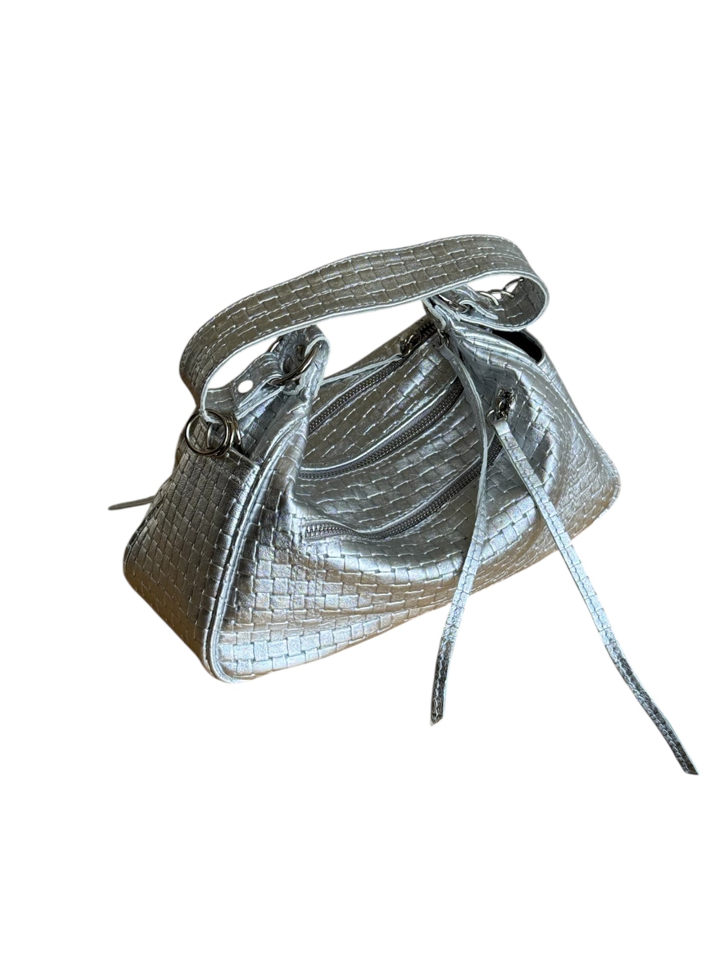Silver Pleated Leather City Rush Bag - LIMITED EDITION