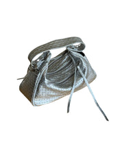 Load image into Gallery viewer, Silver Pleated Leather City Rush Bag - LIMITED EDITION
