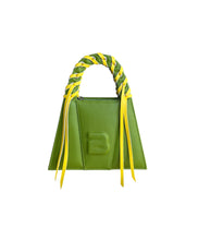 Load image into Gallery viewer, Grass Green And Yellow Fringed Leather Minnie Lock Bag
