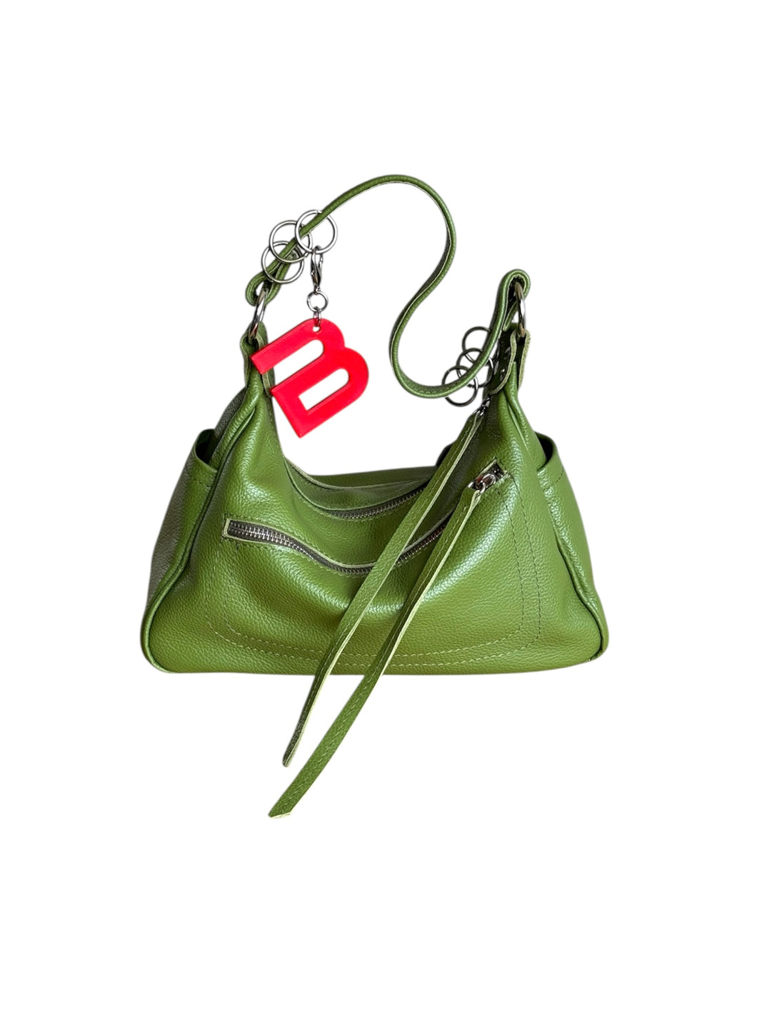 Green Leather City Rush Bag