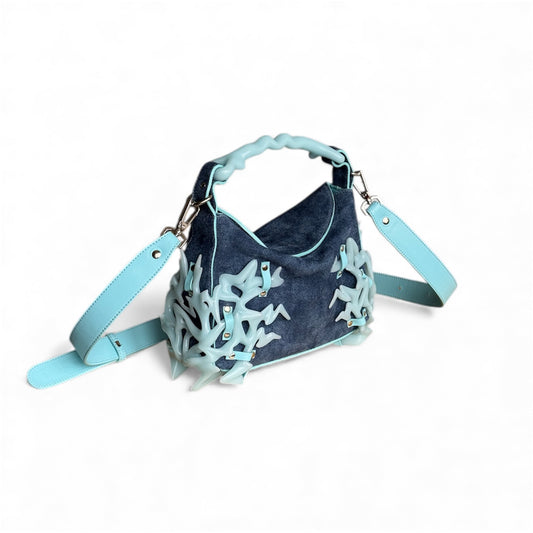 Suede Denim Leather 3D Printed Dream Bag