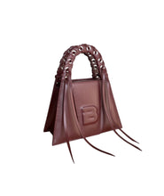 Load image into Gallery viewer, Burgundy Leather Fringed Minnie Lock Bag
