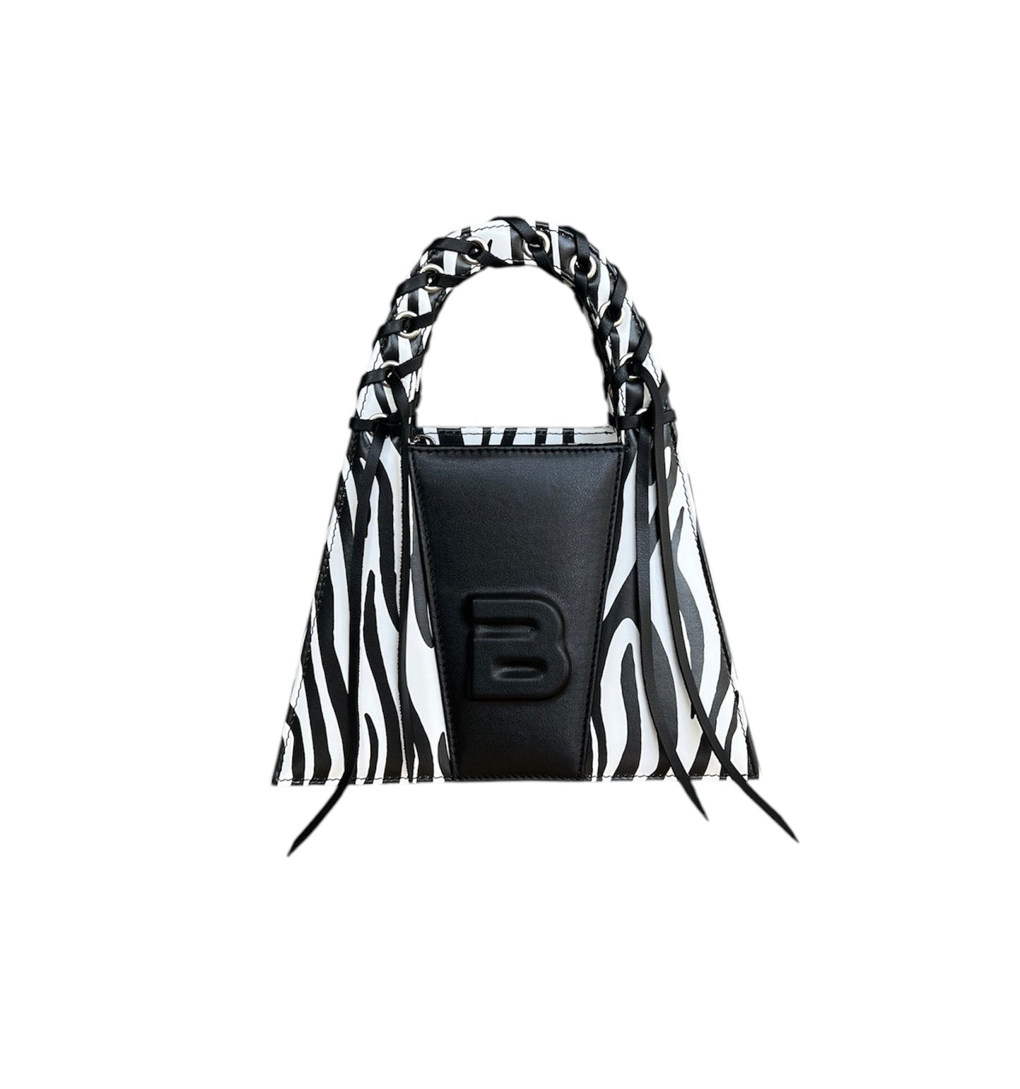 Zebra Leather Fringed Minnie Lock Bag