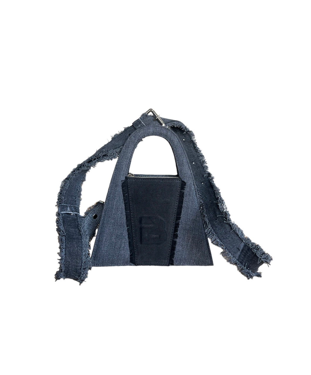 Black & Gray Recycled Denim Minnie Lock Bag