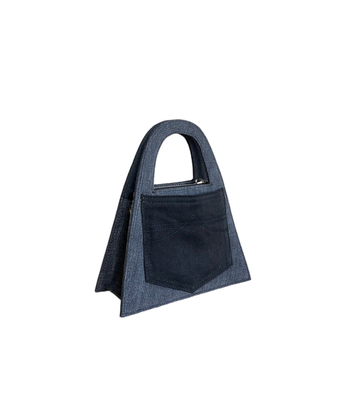 Black & Gray Recycled Denim Minnie Lock Bag
