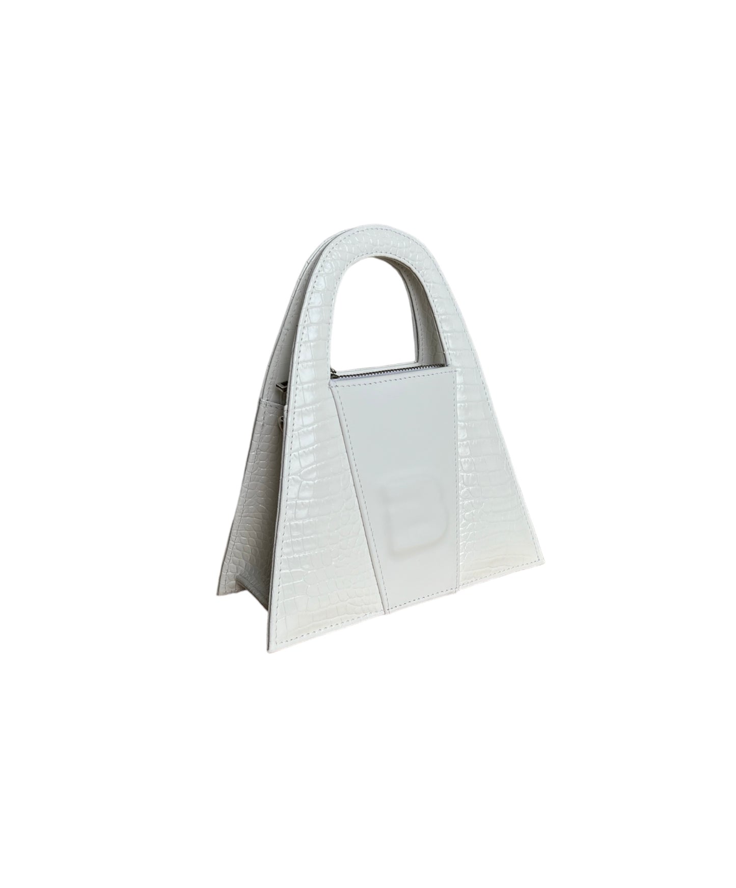 White Croco Leather Minnie Lock Bag